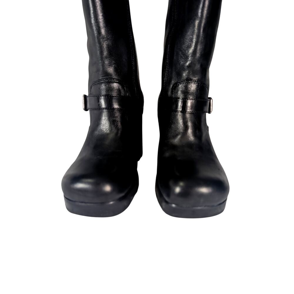 HARLEY DAVIDSON! BLACK GENUINE LEATHER, SQUARE-ISH TOE, CHUNKY HEEL BOOTS! 7.5M - Picture 3 of 14